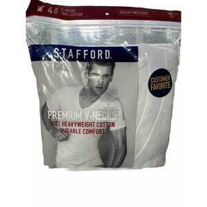 Swafford Premium V-neck Heavyweight 100% Cotton 4 Pack Size Small